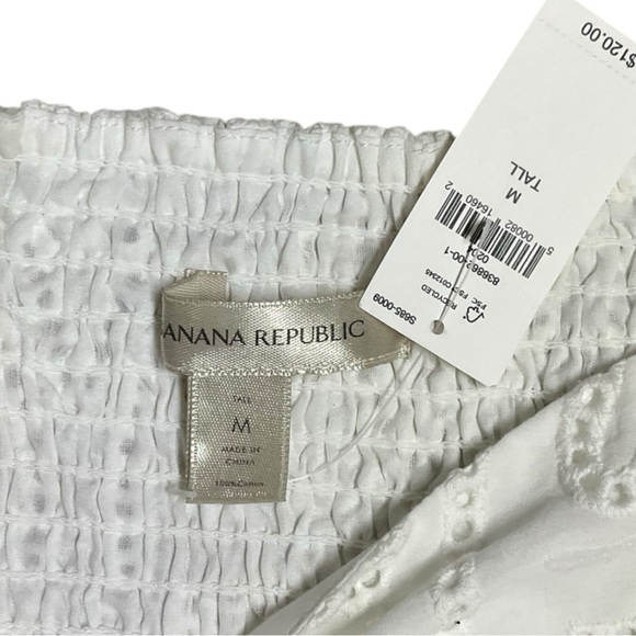 🤍 Banana‎ Republic White Eyelet Puff Sleeve Peplum Blouse | NWT | M - Picture 3 of 5